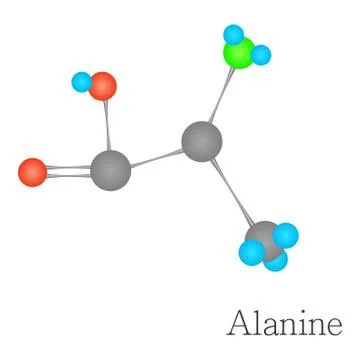 Alanine 3D molecule chemical science Illustrazione stock