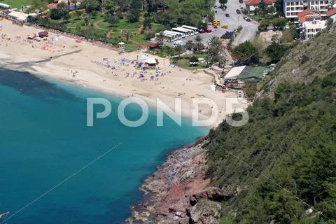 Alanya city hill, sea coast, Turkey Stock Photos