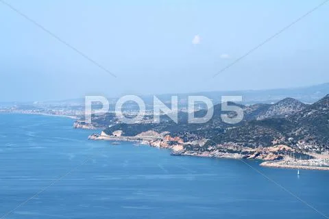 Alanya city hill, sea coast, Turkey Stock Photos