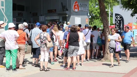 Alanya, the queue for the cable car. Alanya Turkey July 2022 Stock Footage 200913516