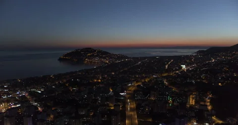 Alanya Town Panoramic Aerial View at the Dusk Stock Footage
