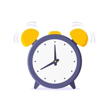 Alarm analog clock face flat style design vector illustration icon sign isolated Stock Illustration