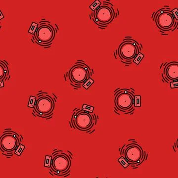 Alarm bell alert vector seamless pattern Stock Illustration
