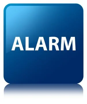 Alarm blue square button Stock Illustration