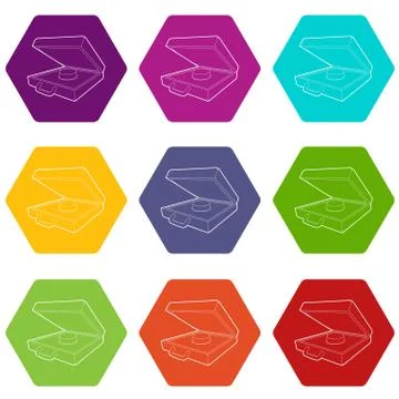 Alarm button icons set 9 Stock Illustration
