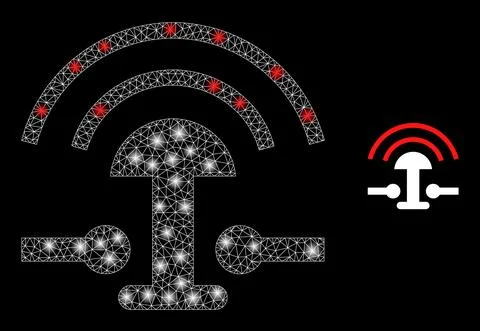 Alarm Button Ring Icon - Carcass Mesh with Sparkles Illustrazione stock