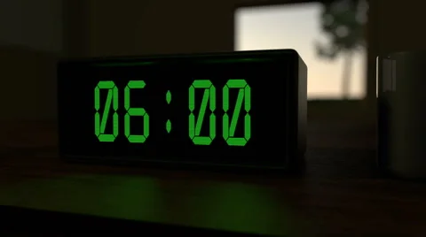 Alarm clock at 6:00 a.m. Stock Footage