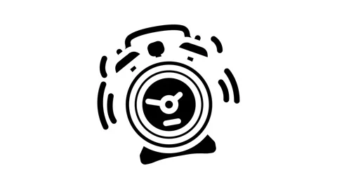 Alarm clock alert glyph icon animation Stock Footage 326744575