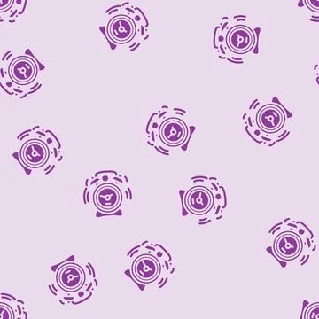 Alarm clock alert glyph vector seamless pattern Stockillustratie