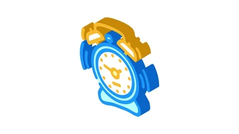 Alarm clock alert isometric icon animation Stock Footage 327291792