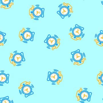 Alarm clock alert vector seamless pattern Stock Illustration