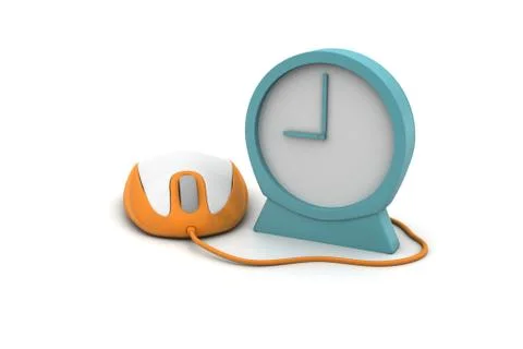 Alarm clock and computer mouse Free Stock Illustration