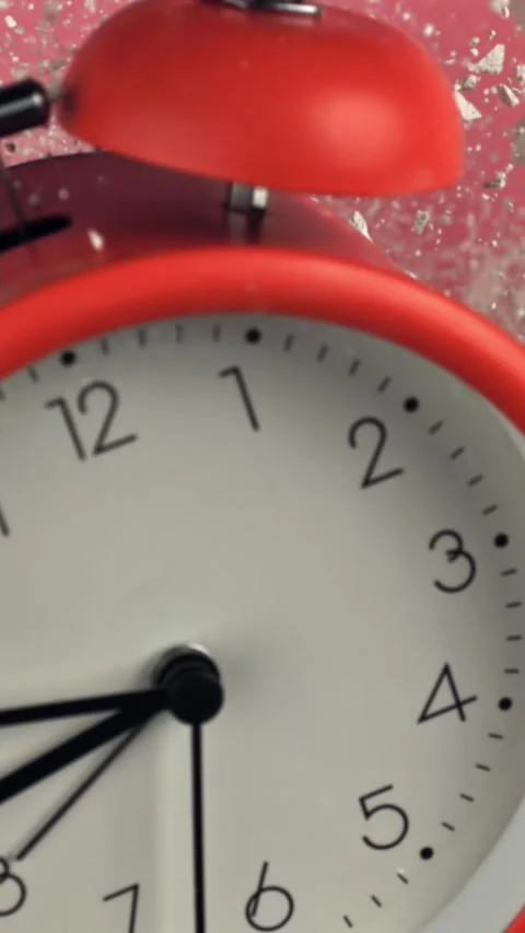 Alarm clock and school crayons fly up on a black background. Filmed on a high Stock Footage 335374007