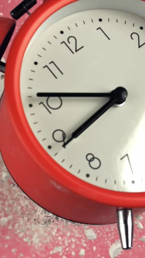 Alarm clock and school crayons fly up on a black background. Filmed on a high Stock Footage 335376843