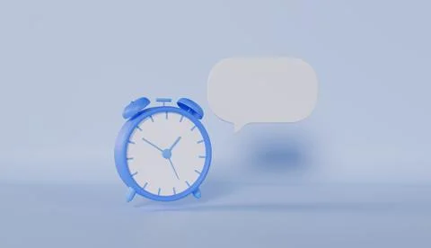 Alarm clock and speech bubble with empty copy space, Alarm clock and chat box Stock Illustration
