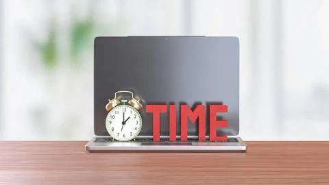 The Alarm clock and Text for Time concept 3d Rendering. イラスト素材