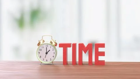 The Alarm clock and Text for Time concept 3d Rendering. イラスト素材