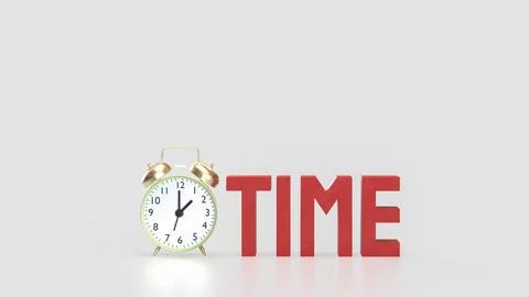 The Alarm clock and Text for Time concept 3d Rendering. イラスト素材