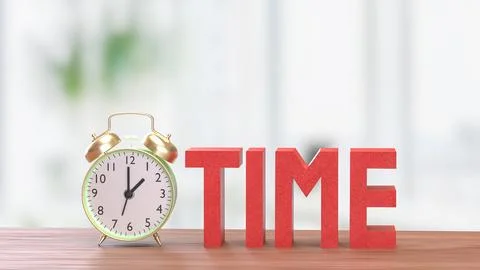 The Alarm clock and Text for Time concept 3d Rendering. イラスト素材