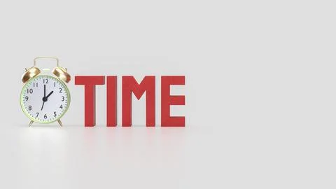 The Alarm clock and Text for Time concept 3d Rendering. イラスト素材