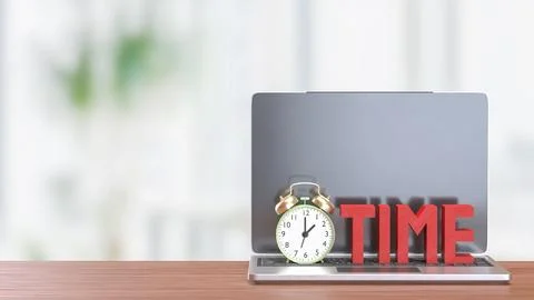 The Alarm clock and Text for Time concept 3d Rendering. イラスト素材