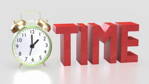 The Alarm clock and Text for Time concept 3d Rendering. イラスト素材