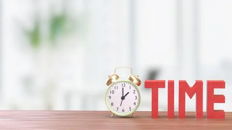 The Alarm clock and Text for Time concept 3d Rendering. Stock Illustration