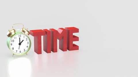 The Alarm clock and Text for Time concept 3d Rendering. 스톡 일러스트