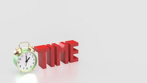 The Alarm clock and Text for Time concept 3d Rendering. Stock Photos