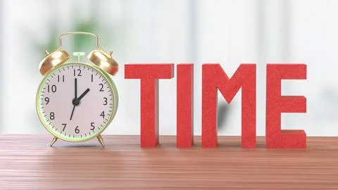 The Alarm clock and Text for Time concept 3d Rendering. Foto stock