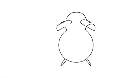 Alarm Clock animation continuous line art. Animated one line art Table clock Видео 320070825