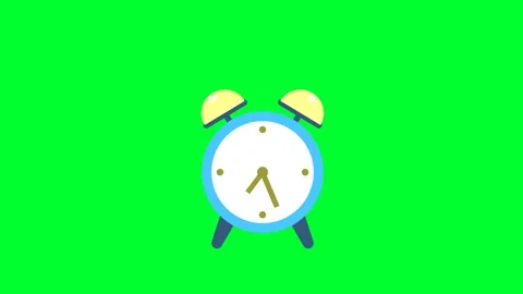 Alarm clock animation in Green screen 4k.Cartoon Clock with moving arrows Stock Footage 219884571
