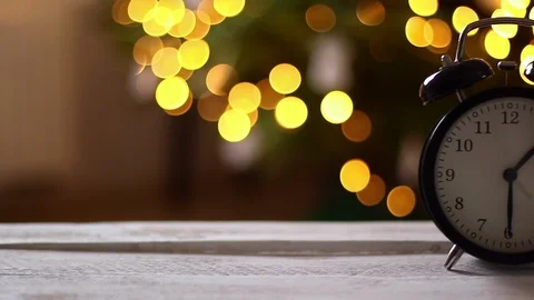 Alarm Clock With Beautiful Bokeh Background. Slider video. Stock Footage 100514839