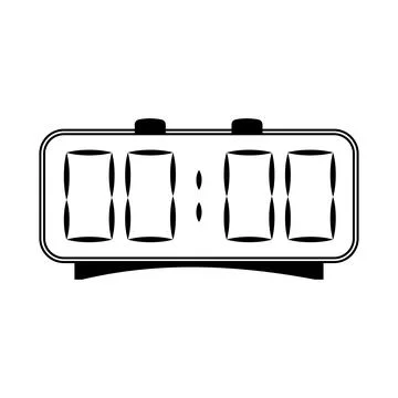 Alarm clock black and white vector icon Stock Illustration