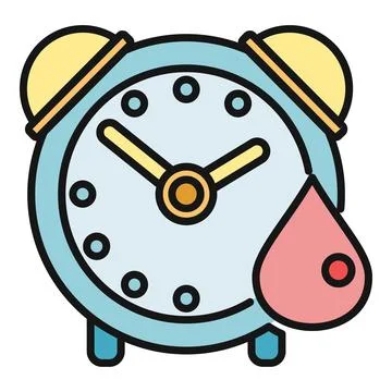 Alarm clock with blood drop representing period cycle time Stock Illustration