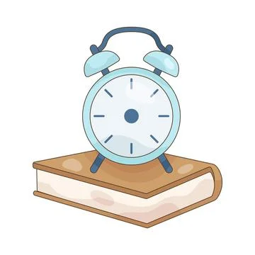 Alarm clock on book Stock Illustration