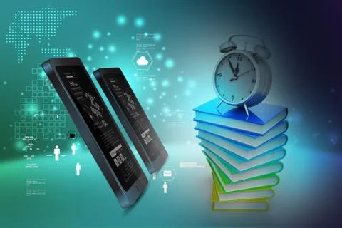 Alarm clock on books 스톡 일러스트