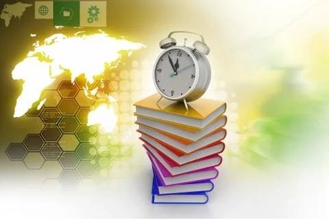 Alarm clock on books Stockillustratie