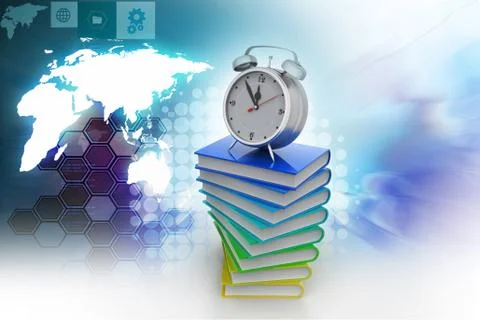 Alarm clock on books イラスト素材