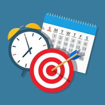 Alarm clock, calendar, target. Stock Illustration