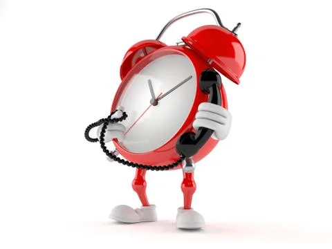 Alarm clock character with handset Stock Illustration