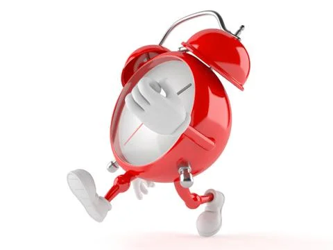 Alarm clock character running Stock Illustration