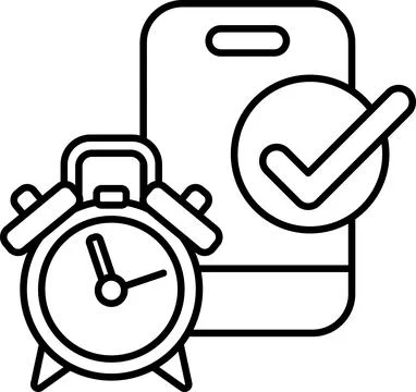 Alarm clock with a check mark on it イラスト素材