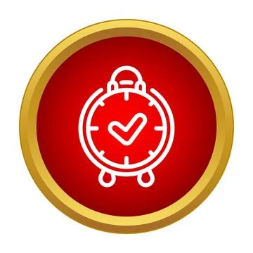 Alarm clock with check mark showing completed task Illustrazione stock