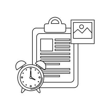 Alarm clock with checklist icon Stock Illustration