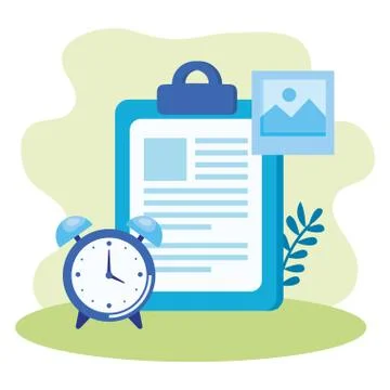 Alarm clock with checklist icon 스톡 일러스트