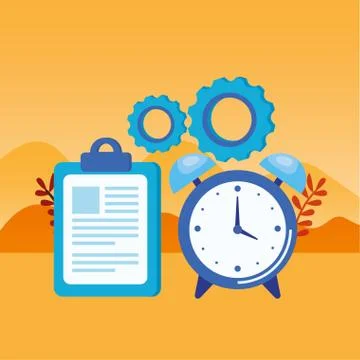 Alarm clock with checklist icon Illustrazione stock