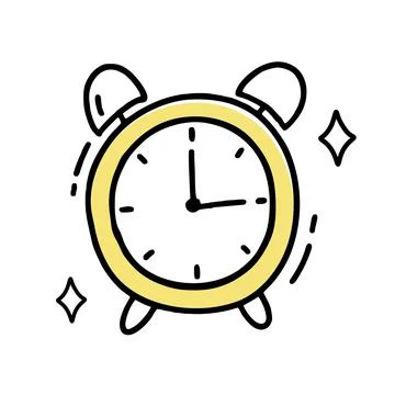 Alarm clock clipart doodle. Vector illustration in line Stock Illustration
