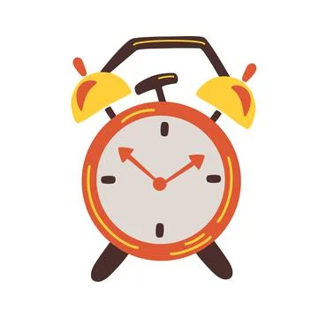 Alarm clock. clock design concept. Retro Red alarm clock is ringing. Wake-up イラスト素材