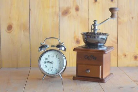 Alarm clock, coffee Stock-Fotos